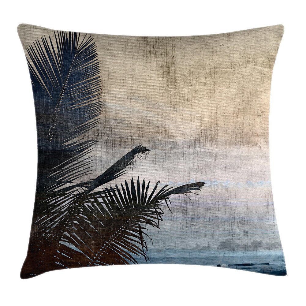 6639 Hawaiian Throw Pillow Cushion Cover, Palm Tree Leaves on Grunge